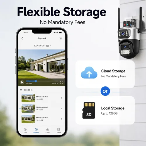 Miniatura 9 de Cámara de seguridad 5G para exteriores, cámaras PTZ de doble lente de 6MP 6X para seguridad en el hogar, cámara con cable impermeable IP66