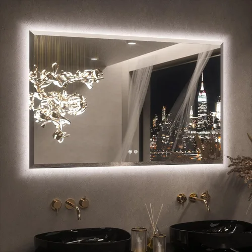 Miniatura 13 de Keonjinn - Espejo de 48x30 pulg retroiluminado LED para baño/tocador, luz de 3 colores ajustables blanca/cálida/natural, lúmenes altos, montaje
