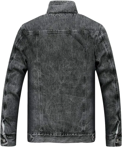 Miniatura 2 de LZLER - Chaqueta vaquera para hombre de forro polar con forro de algodón Sherpa