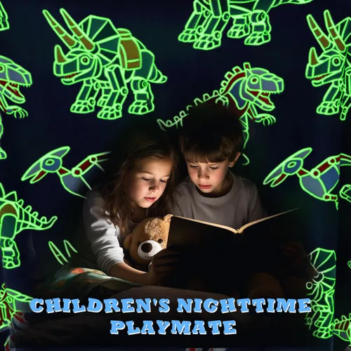 Miniatura 3 de Manta de dinosaurio para niños, manta de dinosaurio que brilla en la oscuridad para niños y niñas, manta suave, cálida y acogedora, regalos