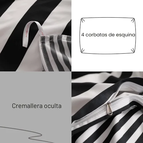 Miniatura 5 de NTBAY - Juego de funda de edredón de 3 piezas tamaño queen, reversible con cierre de cremallera y 4 lazos en las esquinas y 2 fundas para almohadas