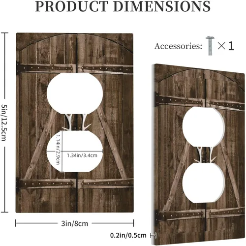 Miniatura 5 de Placa Decorativa de Pared de Granja Rústica con Cuerno de Madera para Puerta de Granero 1 Banda Duplex Cubiertas de Toma Eléctrica Soltera