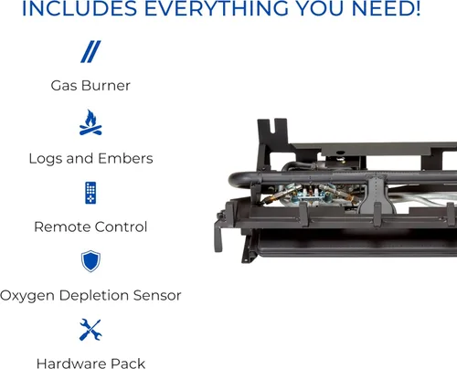 Miniatura 5 de Duluth Forge Juego de troncos de gas de combustible dual sin ventilación, 30 pulgadas, roble dividido, 33,000 BTU, control remoto, modelo # DLS-30R-1