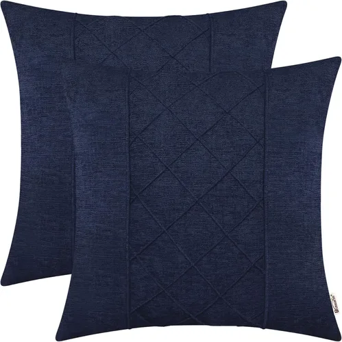 Miniatura 74 de BRAWARM Fundas de almohada 40x40 cm - Paquete de 2 fundas de almohada de chenilla negra, fundas de almohada de chenilla suave teñida sólida