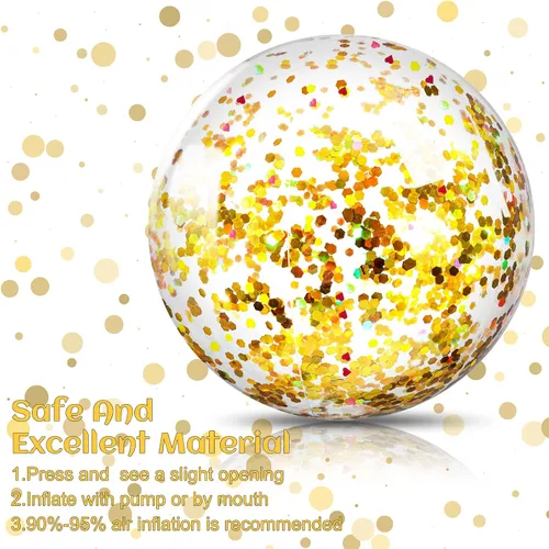 Miniatura 4 de Civaner 10 bolas inflables de playa con purpurina de 16 pulgadas, bola grande de confeti brillante para piscina, globo inflable transparente