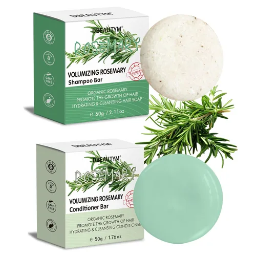 Miniatura 12 de Paquete de 2 barras de champú de romero para el cabello, limpieza profunda para champú jabón de pérdida de cabello del cuero cabelludo, control