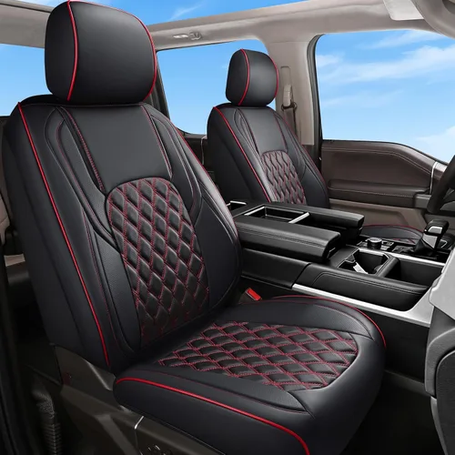 Miniatura 13 de Huidasource - Fundas de asiento delantero para Tundra, funda de cojín de asiento de cuero negro automotriz de cobertura completa, ajuste