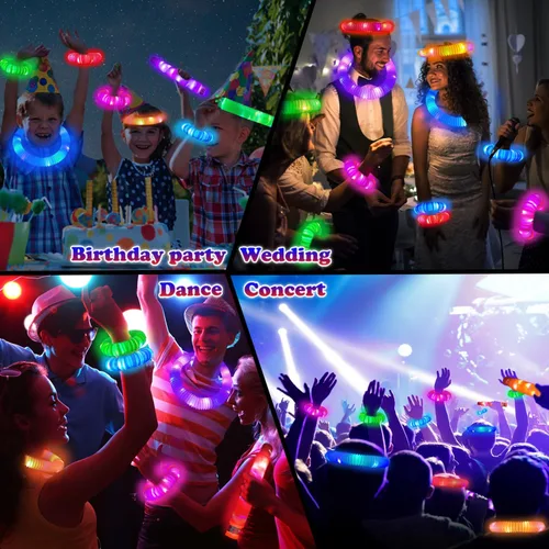 Miniatura 6 de 24 piezas de suministros de fiesta iluminados para niños 4-8-12, 4 de julio, pulseras de palo brillante a granel accesorios de decoración para niños