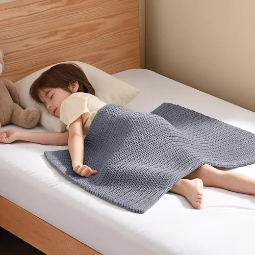 Miniatura 5 de Guohaoi Almohadilla de regazo con peso de punto (beige 20 x 30 pulgadas, 2 libras) sin cuentas, manta con peso refrescante para niños para siesta