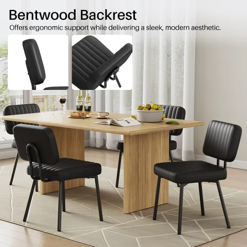 Miniatura 4 de Sillas de comedor, tapizadas de mediados de siglo, modernas sillas decorativas para cocina, comedor con asiento acolchado de piel sintética y patas