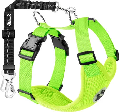 Miniatura 4 de SlowTon Arnés de Cinturón de Seguridad para Perros para Coche, Arnés de Coche para Perros Ajustable de Malla Transpirable y Cinturón de Seguridad