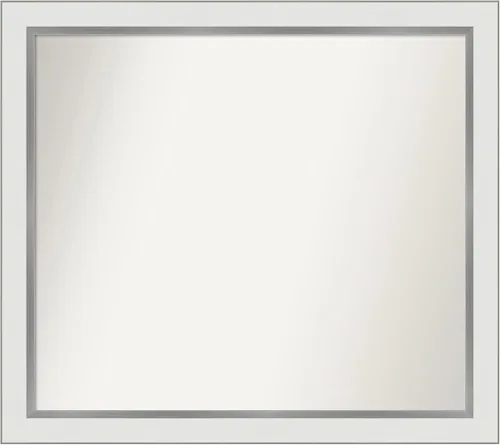 Miniatura 191 de Amanti Art Espejo de baño blanco para sobre el fregadero, 30 x 35 pulgadas, espejo de tocador rectangular estrecho de Eva de oro blanco, marco
