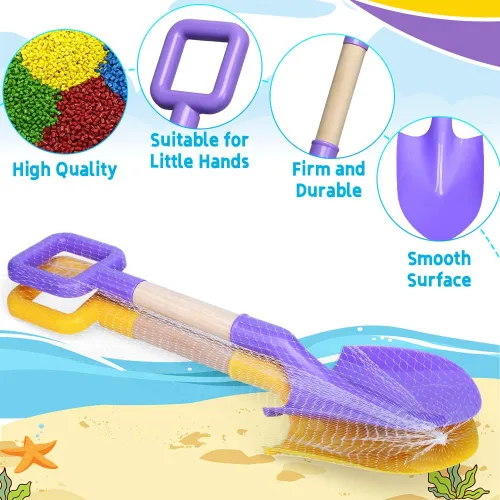 Miniatura 4 de Dilabnba Palas de arena para niños de 16 pulgadas, mango de madera resistente, palas de plástico ABS, herramientas para excavar playa, arenero