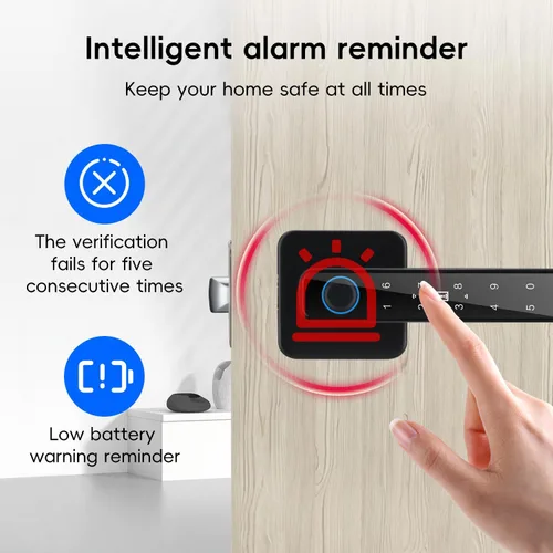 Miniatura 5 de Pomo de puerta inteligente con llave y teclado, entrada sin llave Bluetooth, cerradura de puerta biométrica de huellas dactilares, funciones