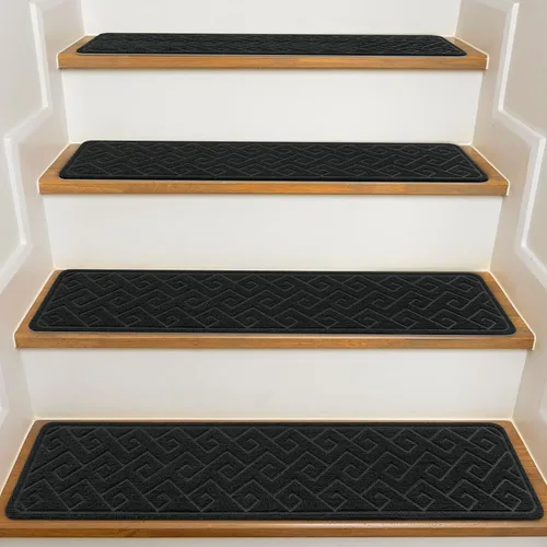 Miniatura 7 de Stair Treads with Landing Rug for Wooden Steps Indoor, Peel and Stick Stair Treads Matching-Mat 20"X32" Stair Landing Slip Resistant Polyester Stair