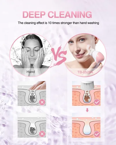 Miniatura 5 de Cepillo eléctrico de limpieza facial para mujeres, limpiador facial 3 en 1 y cepillo exfoliante con 3 cabezales de cepillo, 2 velocidades, cepillo