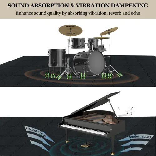 Miniatura 3 de TroyStudio Alfombrillas de Suelo Entrelazadas Gruesas que Absorben el Sonido, 24 Piezas de 11 x 11 x 0.32 pulgadas, Alfombra de Piano de Alta