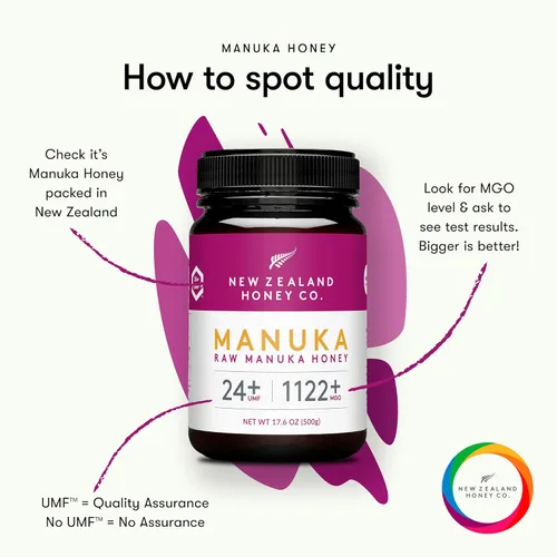 Miniatura 7 de New Zealand Honey Co. Miel de manuka cruda UMF 24+ / MGO 1122+ Certificado UMF 17.6oz Miel cruda pura