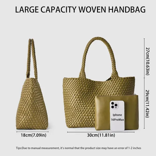 Miniatura 4 de Bolso de hombro tejido para mujer, asa superior de moda, piel vegana suave