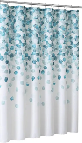 Miniatura 3 de Serafina Home Cortina de ducha de tela moderna azul mineral verde azulado para baño: patrón de salpicaduras de agua en cascada de turquesa