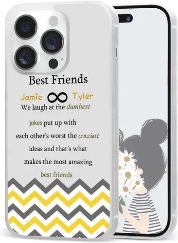 Miniatura 21 de Fundas de teléfono con nombre personalizado para mejores amigos iPhone 11 12 13 14 Pro Max Plus Mini X Xs Xr, Samsung Note 7 8 9 10 20 S21 S22 S23