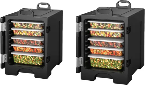 Miniatura 8 de GOFLAME Calentadores de alimentos para catering, cajas calientes para 5 sartenes de tamaño completo, capacidad de 81 cuartos de galón, apilables