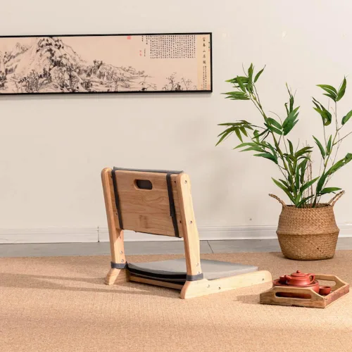 Miniatura 4 de Silla Tatami, silla plegable de meditación, asiento de suelo, silla de sala de estar, silla japonesa portátil sin patas, sofá perezoso para lectura
