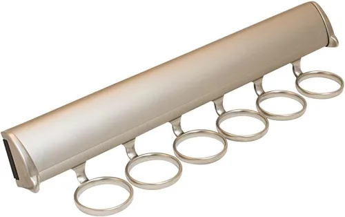 Miniatura 8 de TAG Hardware Premium 6 ganchos 13 7/8 pulgadas de largo extensión completa extraíble Armario Bufanda Rack (aluminio mate con cromo)