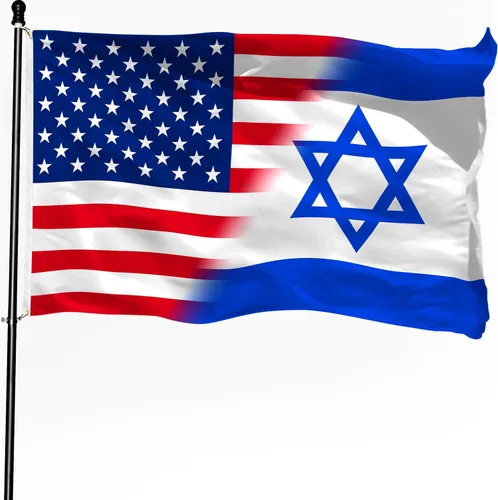 Bandera israelí y estadounidense de la amistad israelí y estadounidense, de 3 x 5 pies, con texto en inglés "I Stand with Israel", pancarta de