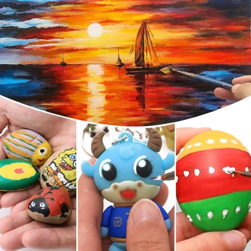 Miniatura 6 de Artecho Juego de pintura acrílica de 12 colores en envases grandes (500ml/17oz), pintura para manualidades artísticas para suministros de arte