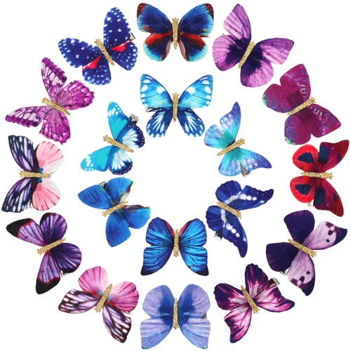 Miniatura 21 de Boao 18 piezas de pinzas para el cabello con brillo y diseño de mariposa para niñas, adolescentes y mujeres, accesorios para el cabello
