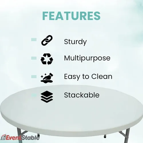Miniatura 4 de EventStable TitanPRO - Mesa plegable de plástico resistente para exteriores, redonda de 60 pulgadas, 5