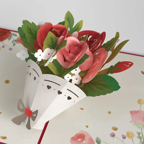 Miniatura 2 de Lovepop Tarjeta de feliz aniversario Tarjeta desplegable 3D de rosas románticas para esposa, marido o pareja Regalo único de boda o celebración