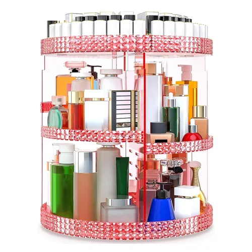Miniatura 12 de Awenia Organizador de maquillaje giratorio de 360 grados, almacenamiento de maquillaje ajustable, 7 capas de gran capacidad, unidad