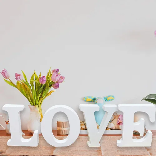 Miniatura 6 de AOCEAN Letras de madera blanca de 6 pulgadas, letras de madera sin terminar para decoración de pared, letras de pie, rebanadas, decoración