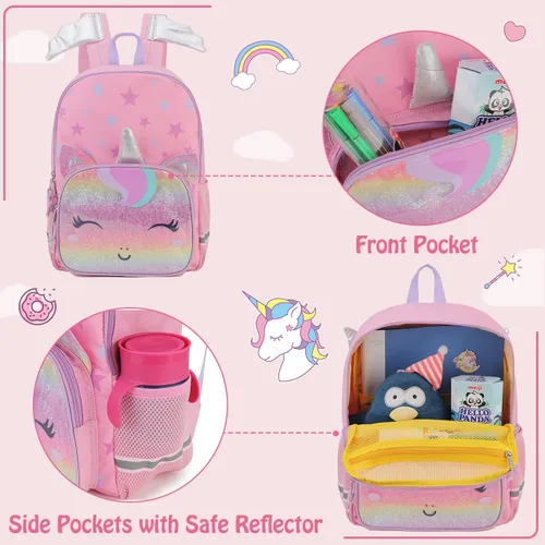 Miniatura 4 de VONXURY - Mochila preescolar ligera para niños pequeños con hebilla de pecho dinosaurio azul