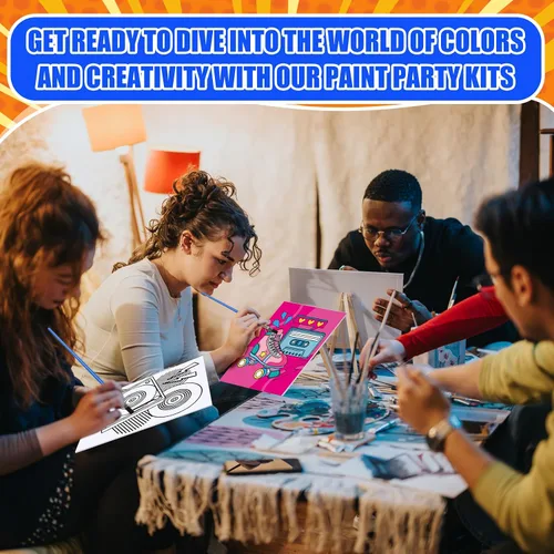 Miniatura 4 de Sherr Juego de 20 lienzos estirados predibujados con diseño de reina, negro para pintar para adultos, lienzo de algodón estirado para pintar