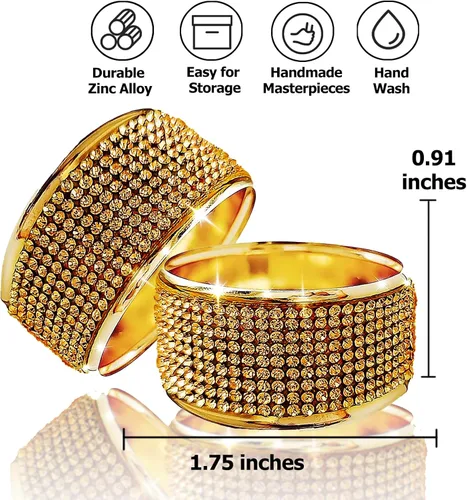 Miniatura 2 de Servilleteros dorados, servilleteros de plata con diamantes de imitación brillantes, juego de 20, banquete de boda de primavera, despedida
