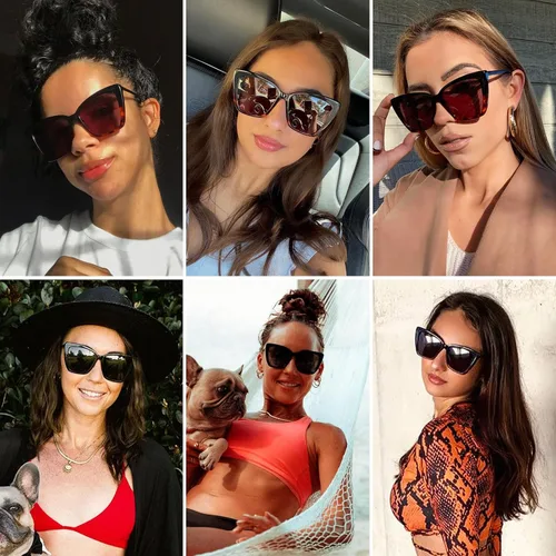 Miniatura 4 de mosanana Gafas de sol de ojo de gato de gran tamaño para mujer, estilo moderno MS52028