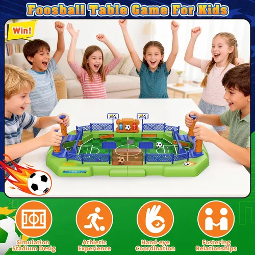 Miniatura 4 de Fortand Juego de mesa de fútbol para niños, mini juego de mesa de futbolín para niños y niñas de 3, 4, 5, 6, 7, 8-12, juegos de mesa interactivos