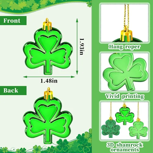 Miniatura 2 de JULMELON 36 Piezas Adornos de Tréboles del Día de San Patricio, Adornos de Mini Árbol, Decoración de Trébol Verde para Mesa de Comedor, Estante