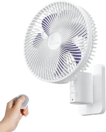 Miniatura 8 de LEMOISTAR Ventilador de pared pequeño de 8 pulgadas montado en la pared con control remoto, oscilación de 90°, 4 velocidades de alta velocidad, 8