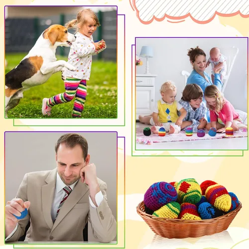 Miniatura 6 de Libima 10 unidades 10 30 Paquete de 60 bolas de patada tejidas multicolor surtidas de Kickball de punto de ganchillo patrón geométrico