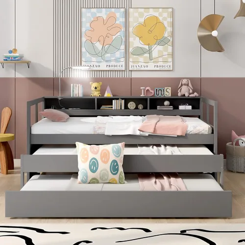Miniatura 10 de Sofá cama de madera de diseño clásico, sofá cama, cama de plataforma, tamaño individual con salud y comodidad para dormitorio, estudio, sala