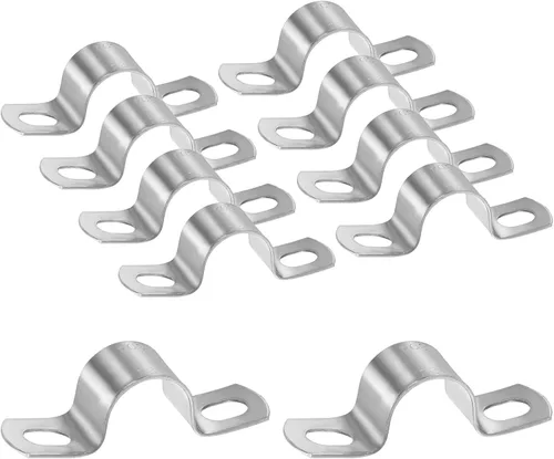 Miniatura 52 de M METERXITY Paquete de 3 abrazaderas de conducto, correa rígida de acero inoxidable 304 de 3-1/2 pulgadas M89 U con 2 agujeros