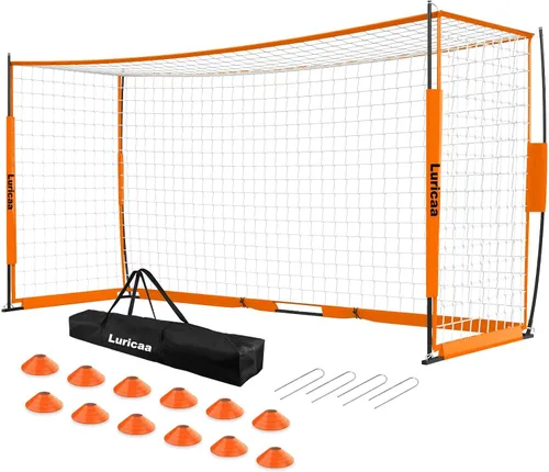 Portería de fútbol plegable, 12×6 pies / 16×7 pies. Portería de fútbol portátil para el patio trasero, con configuración rápida, incluye 1 bolsa de
