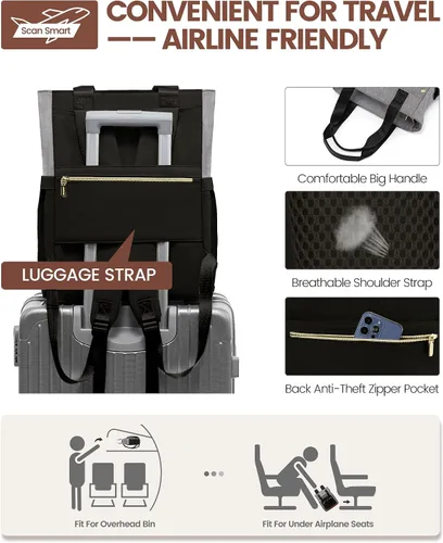 Miniatura 4 de LOVEVOOK Mochila para computadora portátil para mujer, bolsa de trabajo de 15.6 pulgadas, mochila para profesores, enfermeras, mochila de viaje