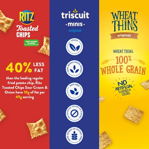 Miniatura 6 de Paquete Variado de Galletas Nabisco, Chips Tostados RITZ, Bocadillos Wheat Thins de Galletas de Trigo Integral de Grano Entero y Galletas Veganas