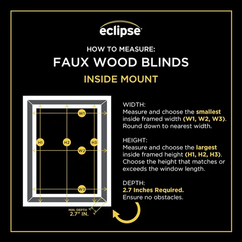Miniatura 7 de Eclipse Persianas de madera falsa de 2 pulgadas, 23.5" de ancho x 64" de largo en roble oscuro - Persianas sin cordón, Certificadas como seguras