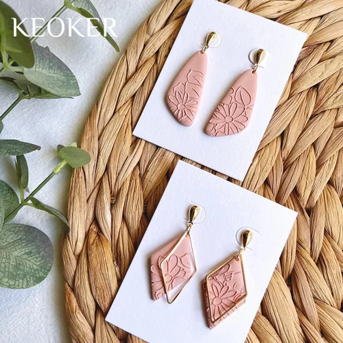 Miniatura 7 de Keoker Hojas de textura de arcilla polimérica, alfombrilla de textura de arcilla para hacer aretes de joyería, herramientas de aretes de arcilla
